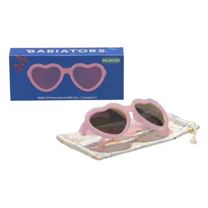 Babiators Frosted Pink Polarized Heart Sunglasses with Mirrored Lens Sunglasses Babiators