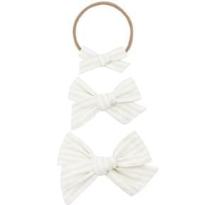Lou Lou & Company Linen Medium Bow - Handband Headband Lou Lou & Company Ivory Stripe
