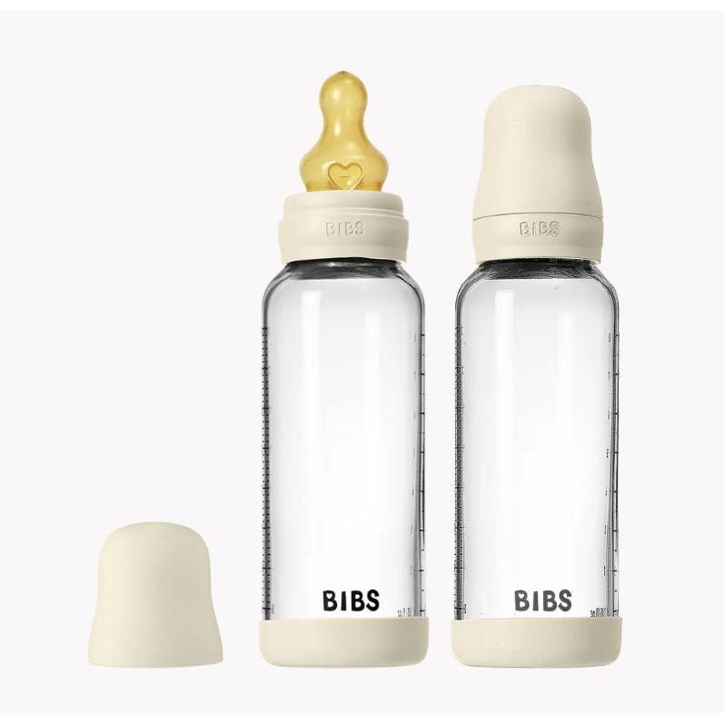 BIBS Baby Glass Bottle Set 8oz 2 Pack Latex - Ivory Bottles &amp; Sippies BIBS USA Ivory
