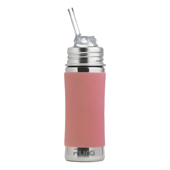 Pura Non Insulated Kiddo Straw Cup w/ Sleeve Bottles &amp; Sippies Pura Stainless Rose