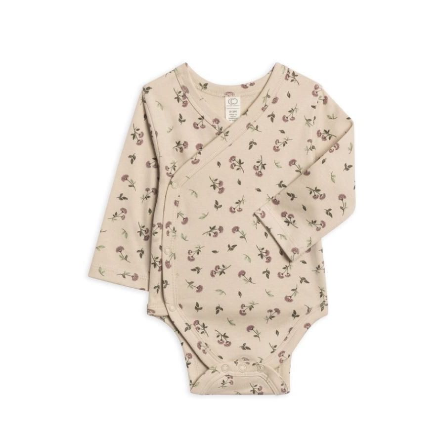 Colored Organics Kai Kimono Bodysuit - Betty Floral / Purple + Olive Bodysuit Colored Organics