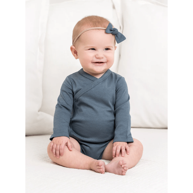 Colored Organics Long Sleeve Classic Kimono Bodysuit- Harbor bodysuit Colored Organics   