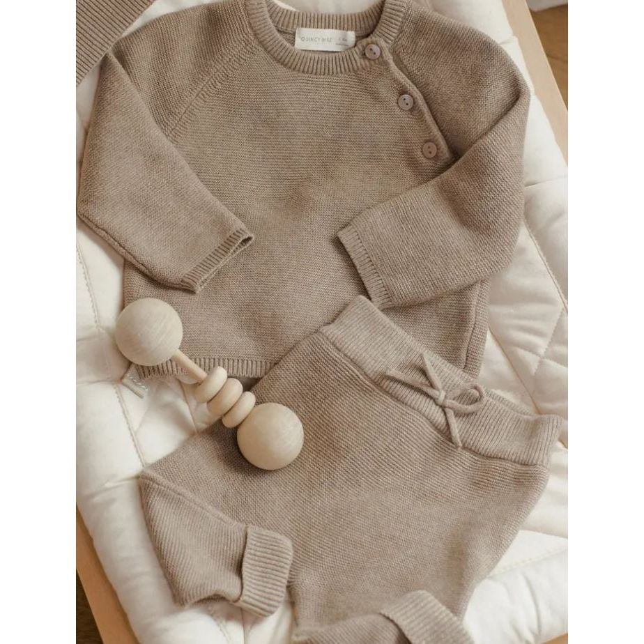 Quincy Mae Essentials Bailey Knit Pant Heathered Mocha Tops & Bottoms Quincy Mae