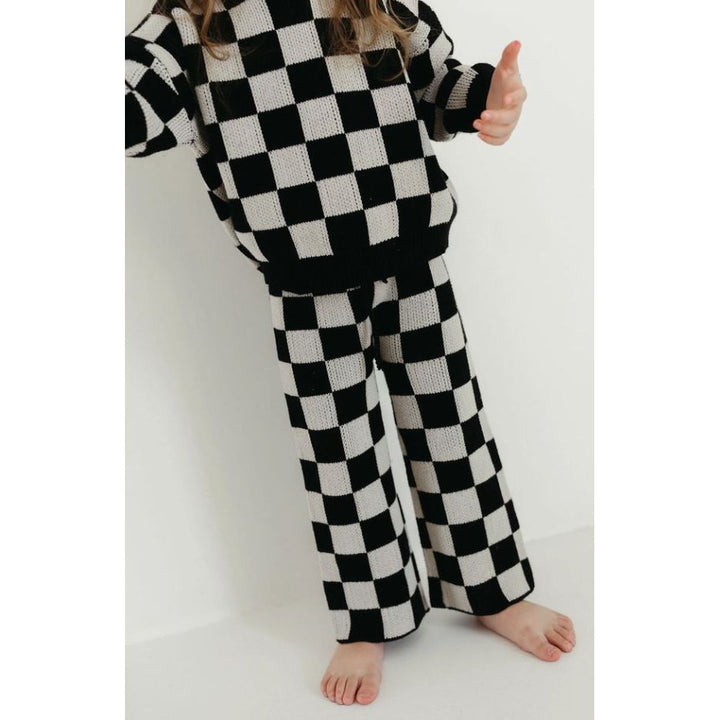 Forever French Knit Pant Set - Black Checkerboard Knit Set Forever French Baby