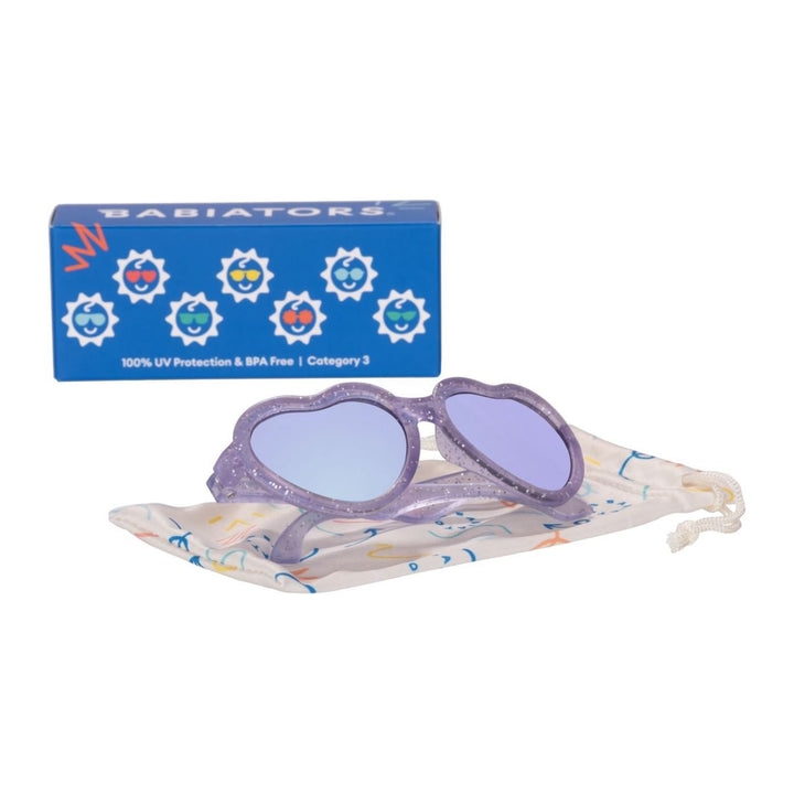 Babiators Lavender Shimmer Hearts with Mirrored Lens Sunglasses Babiators