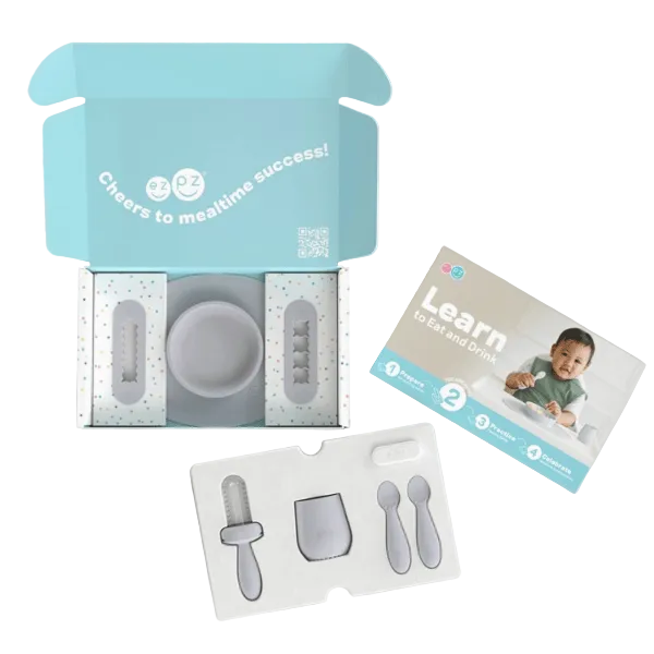 EZPZ Kit 2: Learn To Eat and Drink (Baby 6+ Months) Plates & Bowls EzPz Pewter