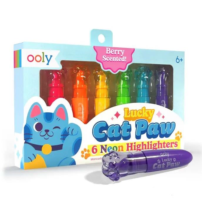 Ooly Lucky Cat Paw: Neon Highlighters - Berry Scent (Set of 6) Markers Ooly