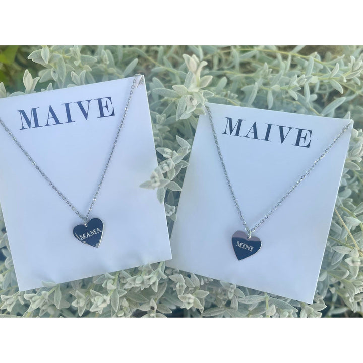 Maive Jewelry- MAMA and MINI Necklace Set, Silver Necklace Maive Jewelry Mama & Mini  