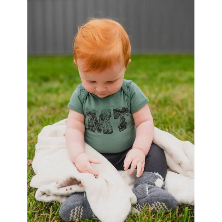 The Montana Scene- MT Outdoor Onesie - Basil Onesie The Montana Scene