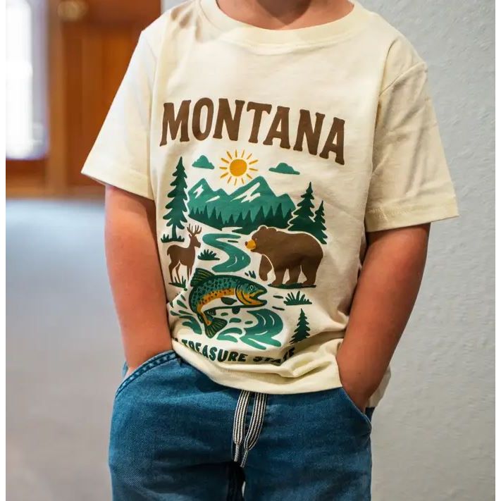 The Montana Scene- Montana Treasure State Toddler Tee - Natural Tops & Bottoms The Montana Scene