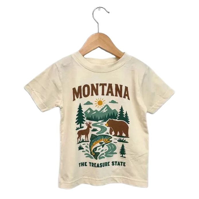 The Montana Scene- Montana Treasure State Toddler Tee - Natural Tops & Bottoms The Montana Scene