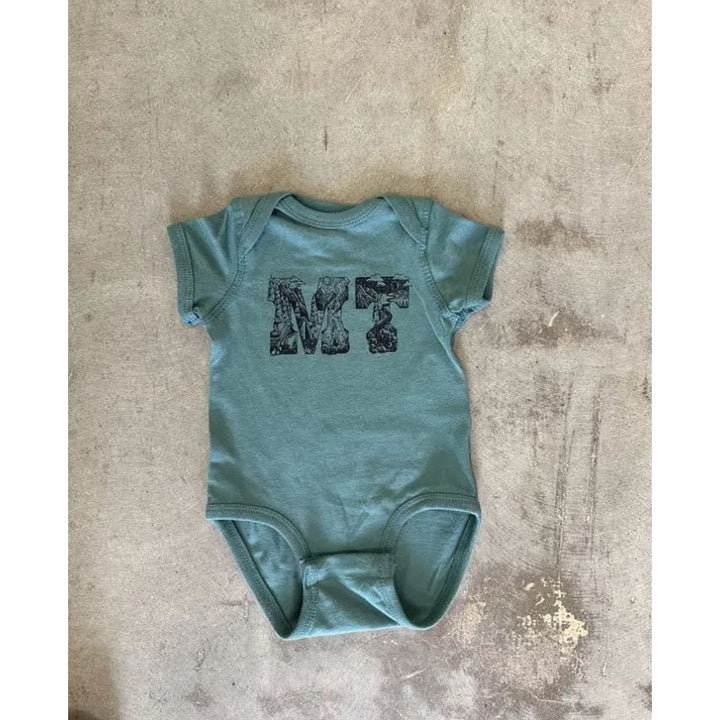 The Montana Scene- MT Outdoor Onesie - Basil Onesie The Montana Scene
