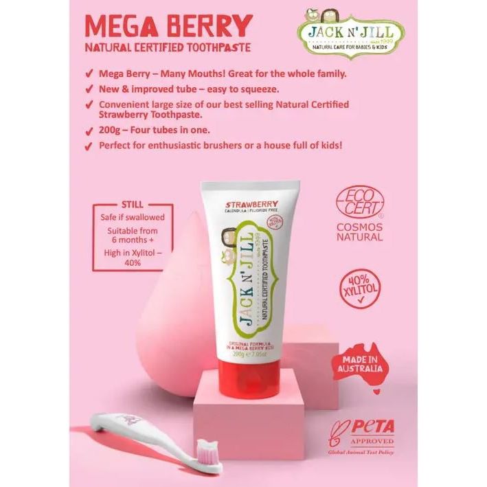 Jack N' Jill Natural Mega Berry Toothpaste Strawberry Natural Toiletries Jack N' Jill