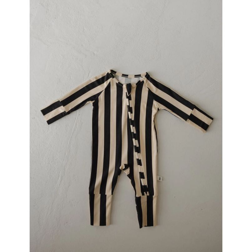 Forever French Bamboo Zip Pajamas - Midnight Stripe