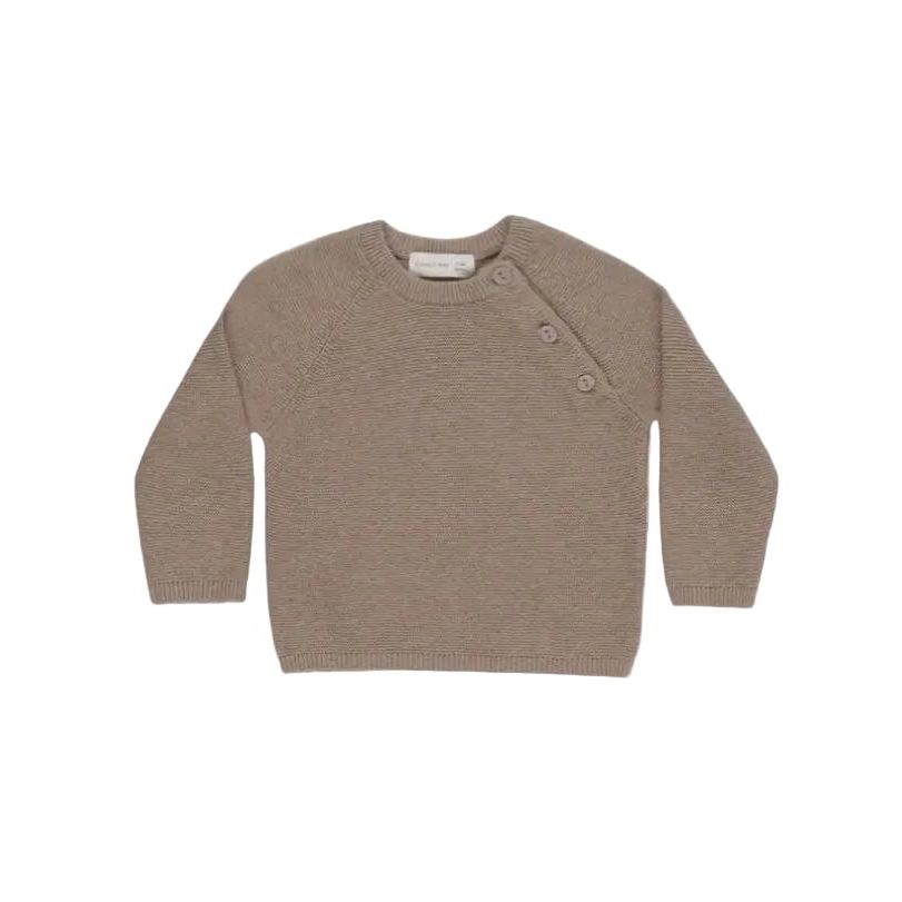 Quincy Mae Essentials Bailey Knit Sweater Heathered Mocha Tops & Bottoms Quincy Mae