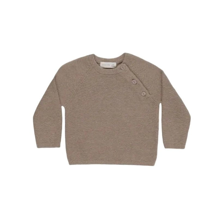 Quincy Mae Essentials Bailey Knit Sweater Heathered Mocha Tops & Bottoms Quincy Mae