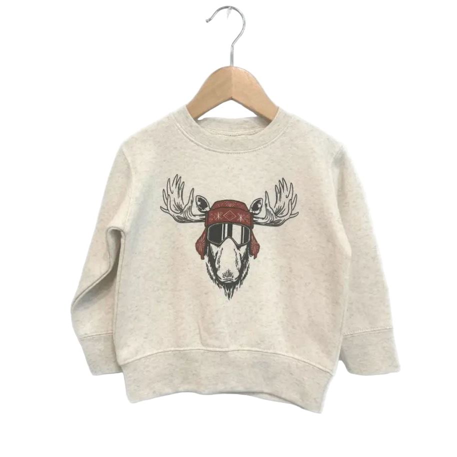 The Montana Scene- Eh Moose Toddler Fleece - Heather Natural Tops & Bottoms The Montana Scene