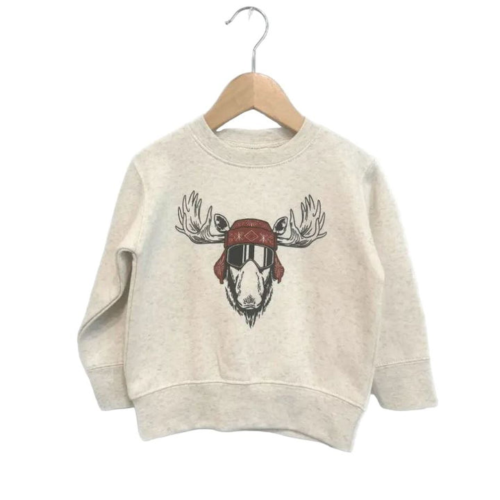 The Montana Scene- Eh Moose Toddler Fleece - Heather Natural Tops & Bottoms The Montana Scene