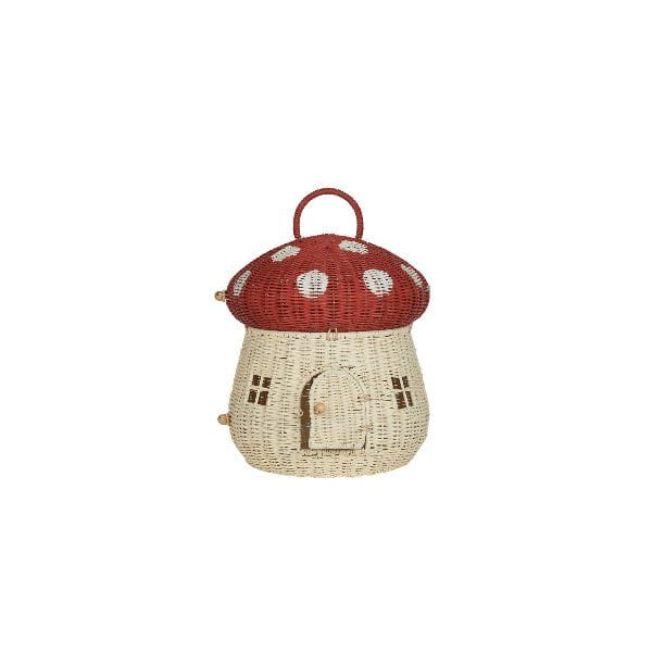 Olli Ella Rattan Mushroom Dollhouse- Red Dollhouses and Access. Olliella