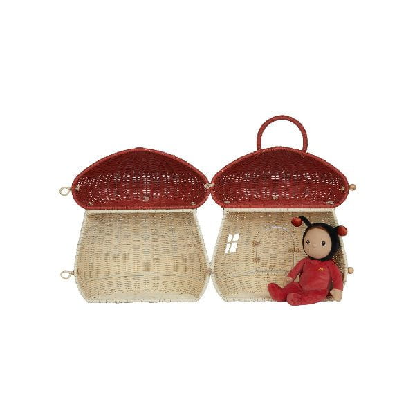 Olli Ella Rattan Mushroom Dollhouse- Red Dollhouses and Access. Olliella