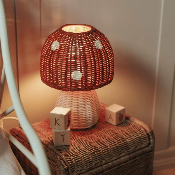 Olli Ella Rattan Toadstool Lamp- Red Plants & Mushrooms Olliella