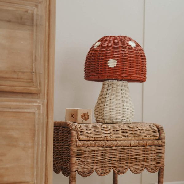 Olli Ella Rattan Toadstool Lamp- Red Plants & Mushrooms Olliella