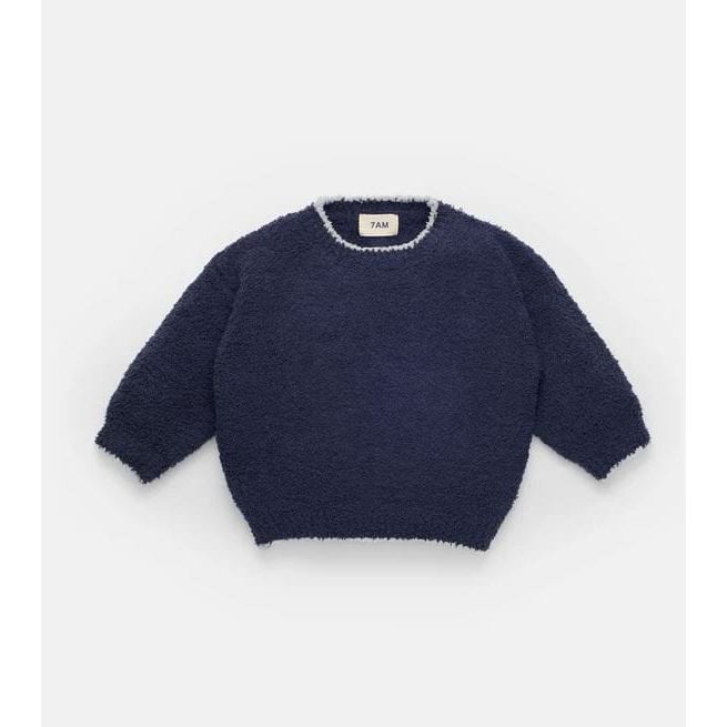 7AM Boxy Sweater Fuzzy - Navy Sweater 7AM
