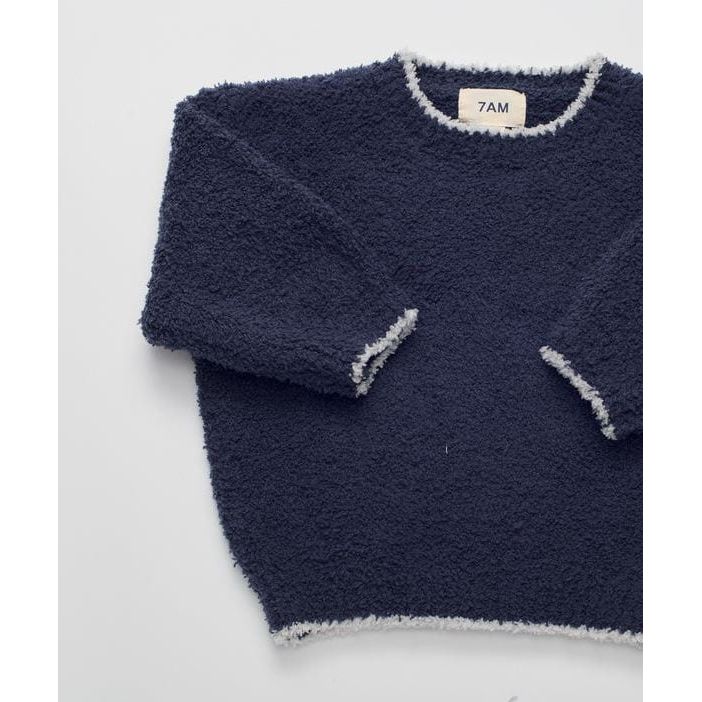 7AM Boxy Sweater Fuzzy - Navy Sweater 7AM