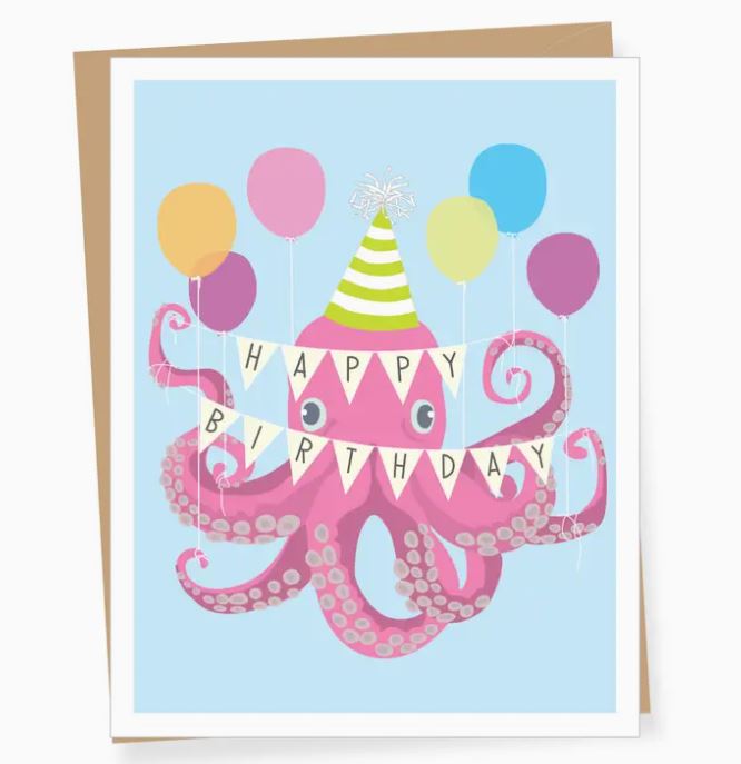 Party Octopus Birthday Greeting Card Greeting Card Apartment 2