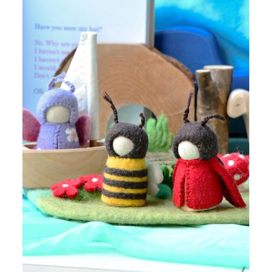 Tara Treasures Bugs Peg Dolls Set - Bee, Ladybug and Butterfly Wooden Toys Tara Treasures