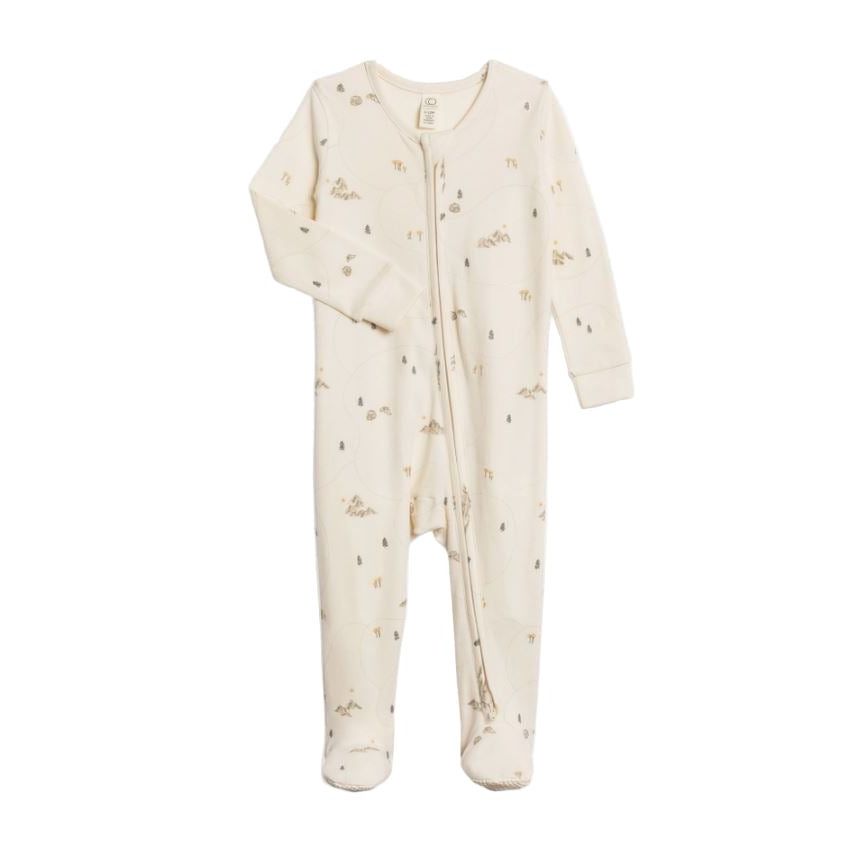 Colored Organics Peyton Zipper Sleeper - Aspen Collection - Hiking / Pine Footie Colored Organics
