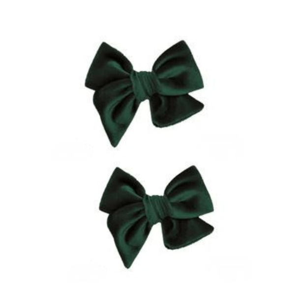 Lou Lou & Company Velvet Pine Bow Clip - Pigtail Set Headband Lou Lou & Company