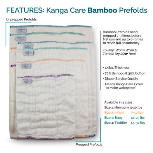 Kanga Care Prefold Cloth Diapers (6pk) Bamboo Soaker Kanga Care