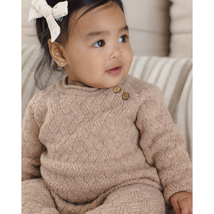 Quincy Mae Knit Sweater Heathered Almond Tops &amp; Bottoms Quincy Mae