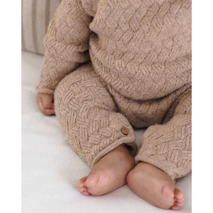 Quincy Mae Knit Sweater Heathered Almond Tops &amp; Bottoms Quincy Mae
