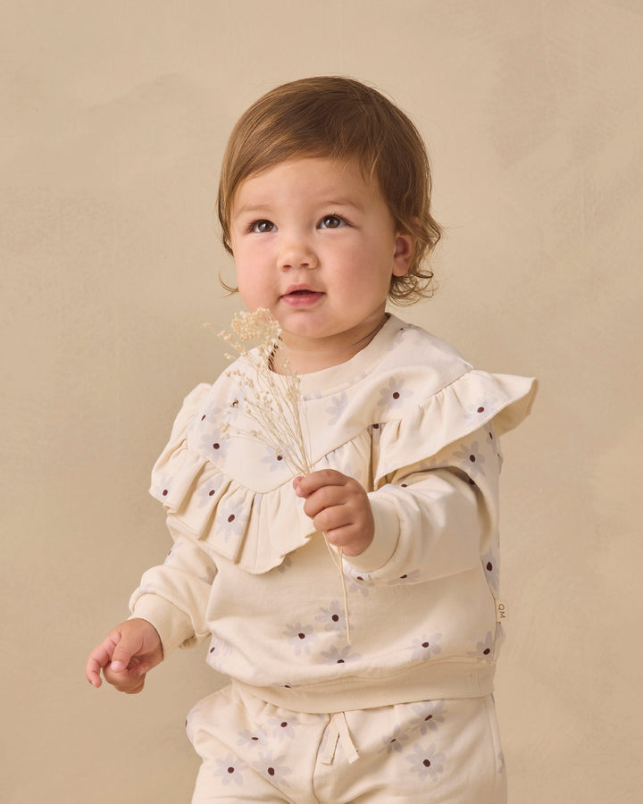 Quincy Mae Relaxed Fleece Sweatpant- Blue Daisy