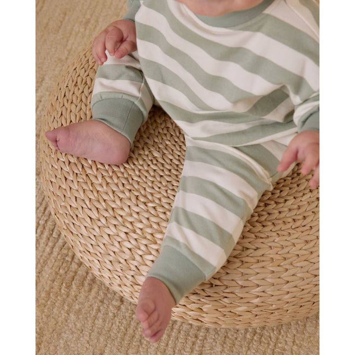 Quincy Mae Relaxed Sweatshirt - Sage Stripe Tops & Bottoms Quincy Mae