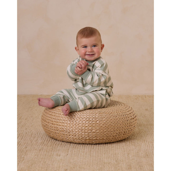 Quincy Mae Relaxed Sweatshirt - Sage Stripe Tops & Bottoms Quincy Mae