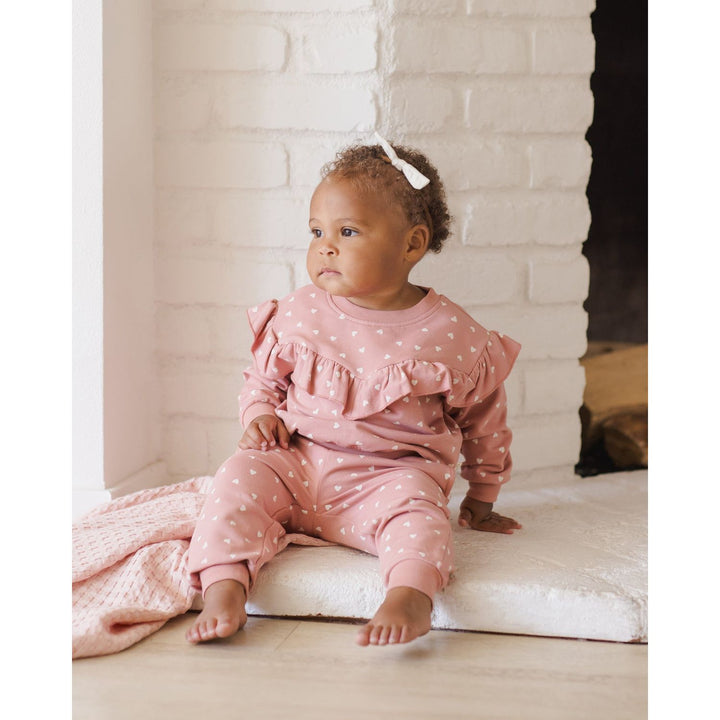 Quincy Mae Ruffle Sweatpant - Lipstick Hearts Tops & Bottoms Quincy Mae