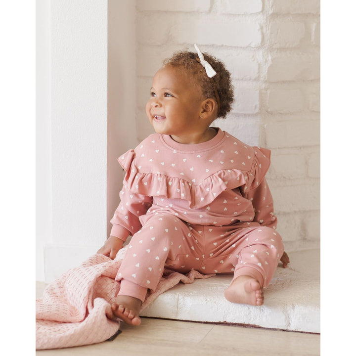 Quincy Mae Ruffle Sweatpant - Lipstick Hearts Tops & Bottoms Quincy Mae