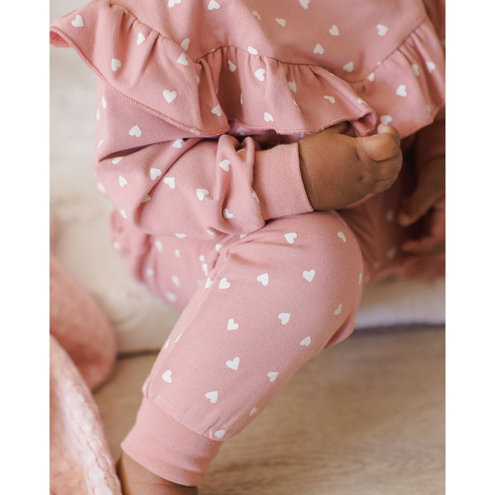 Quincy Mae Ruffle Sweatpant - Lipstick Hearts Tops & Bottoms Quincy Mae