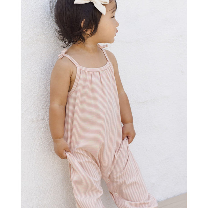 Quincy MaeSmocked Jumpsuit - Melon Micro Stripe Jumpsuit Quincy Mae