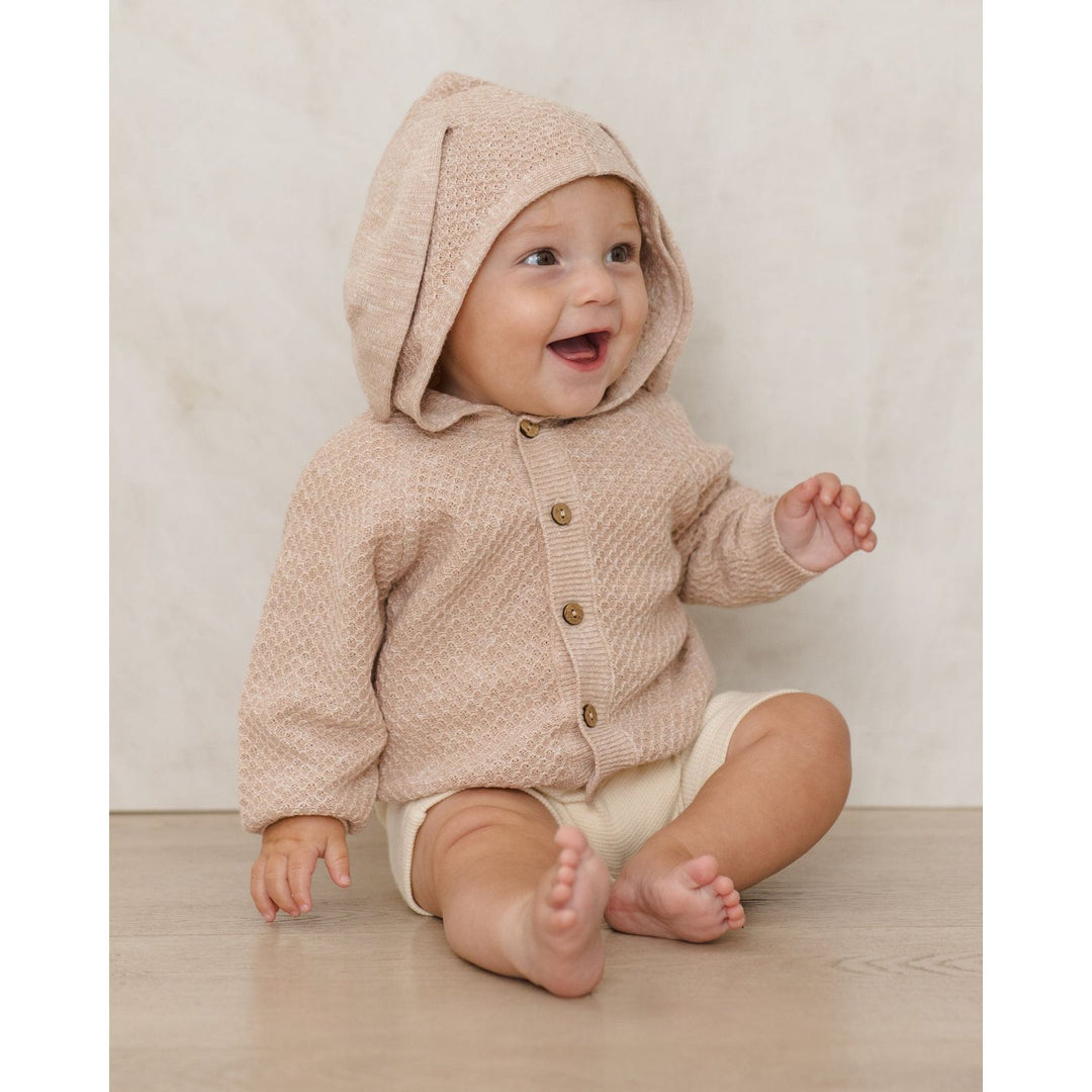 Quincy Mae Bunny Knit Sweater - Heathered Latte Cardigan Quincy Mae