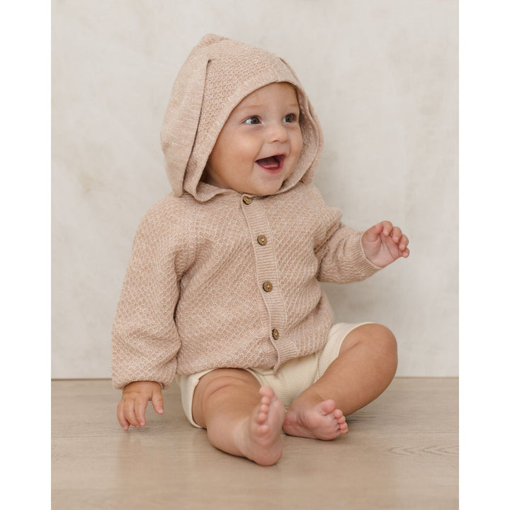 Quincy Mae Bunny Knit Sweater - Heathered Latte Cardigan Quincy Mae