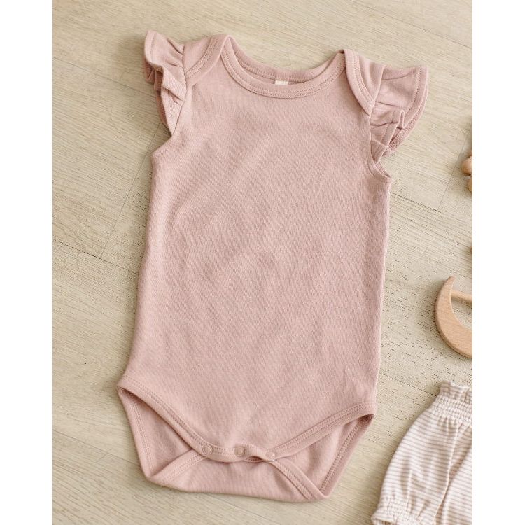 Quincy Mae Flutter Sleeve Bodysuit- Blush Bodysuit Quincy Mae