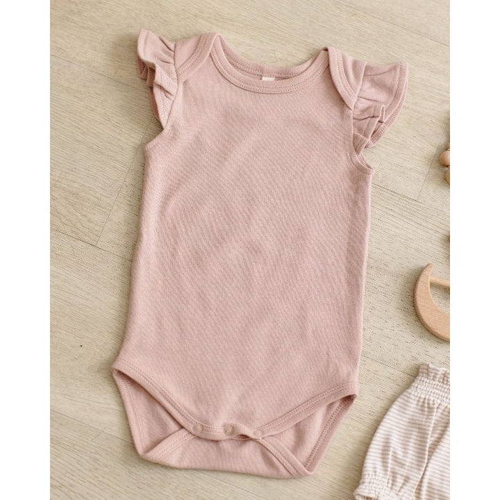 Quincy Mae Flutter Sleeve Bodysuit- Blush Bodysuit Quincy Mae
