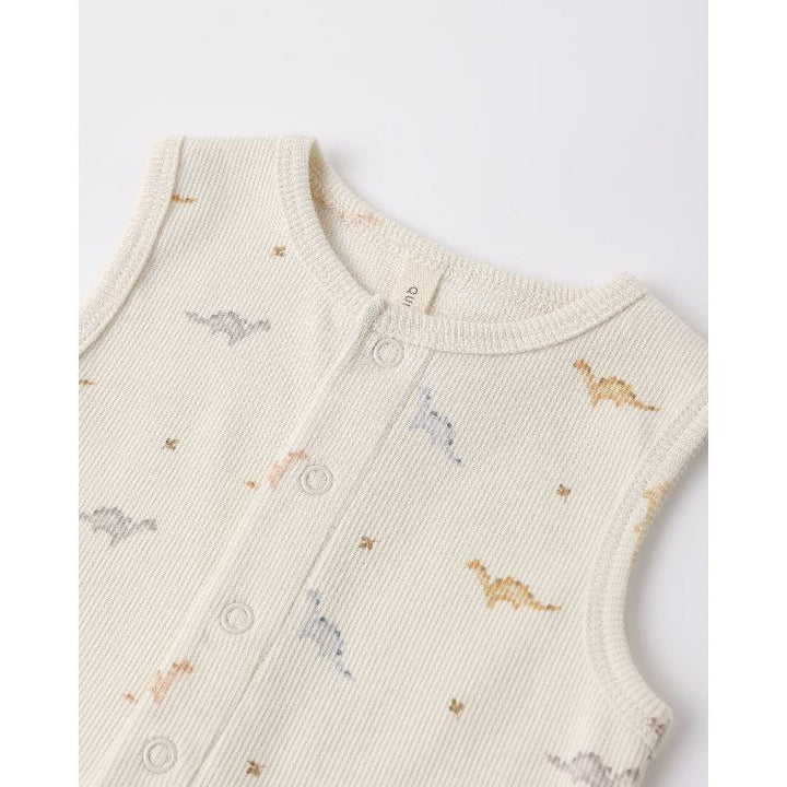 Quincy Mae Ribbed Henley Romper- Dinos Jumpsuit Quincy Mae