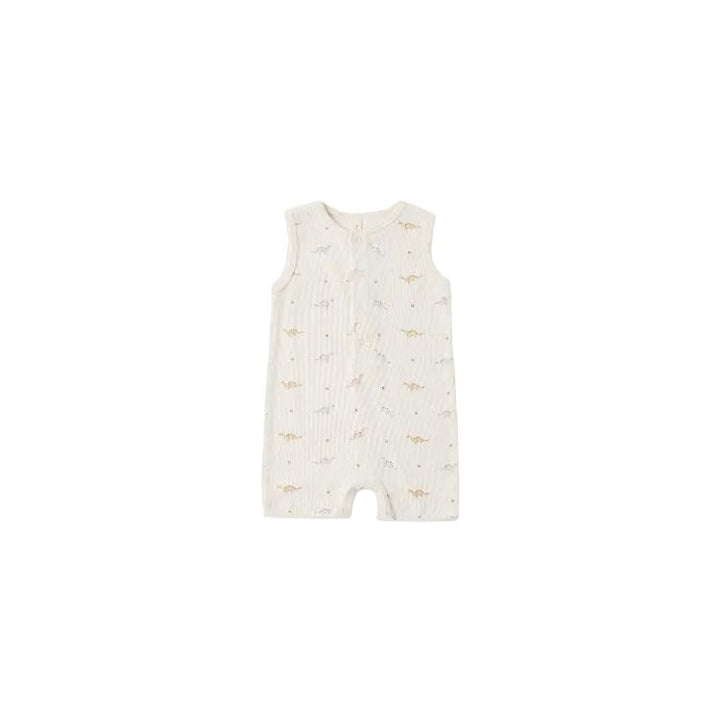 Quincy Mae Ribbed Henley Romper- Dinos Jumpsuit Quincy Mae