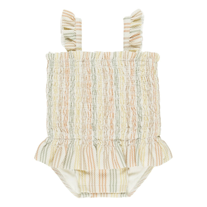 Quincy Mae Smocked One-Piece Swimsuit - Multi-Stripe Swimwear Quincy Mae