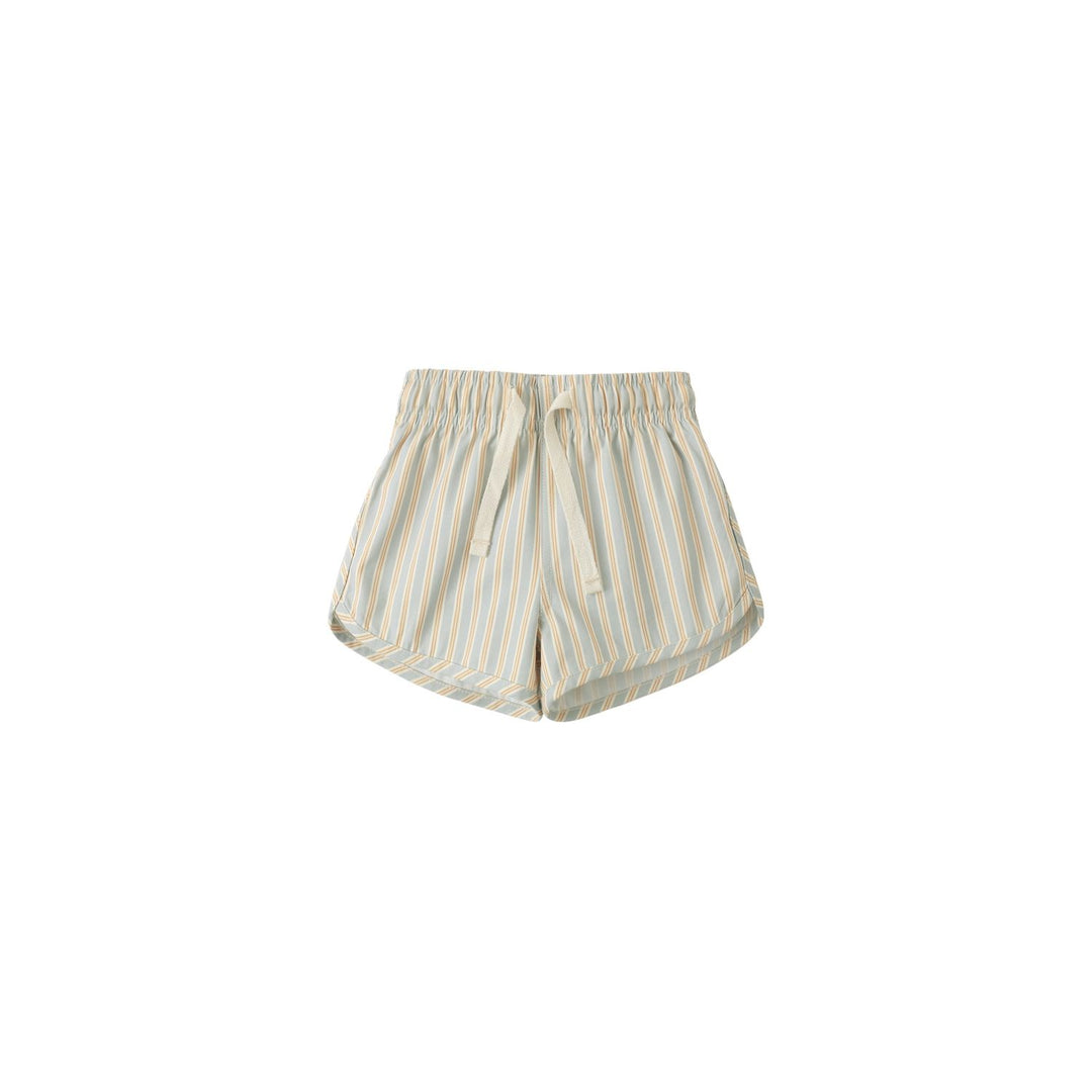 Quincy Mae - Boys Swim Short - Blue + Butterscotch Stripe Swimwear Quincy Mae